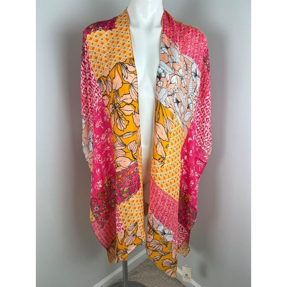 Comfyluxe Floral Patchwork Bohemian Kimono Shawl Poncho Beach Cover Up Summer